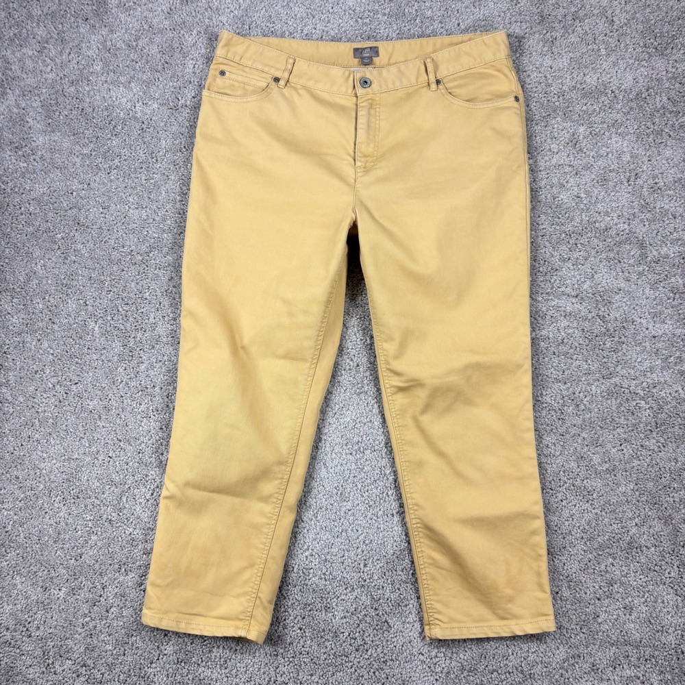 J. Jill Womens Mustard Yellow Stretch Crop Pants Size 12 Mid Rise Slim Leg Solid